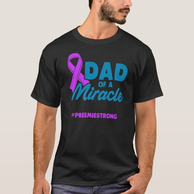 Camiseta Micro Preemie NICU Novo papai Milagre Nascimento P (Frente)