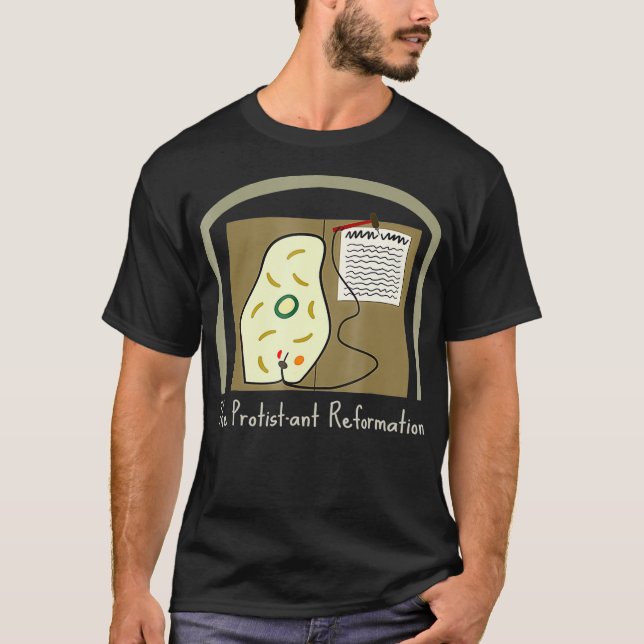 Camiseta Microbiologia Engraçada De Reforma Protistante (Frente)