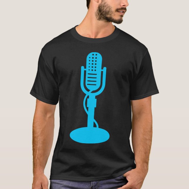 Camiseta Microfone - Azul-céu (Frente)