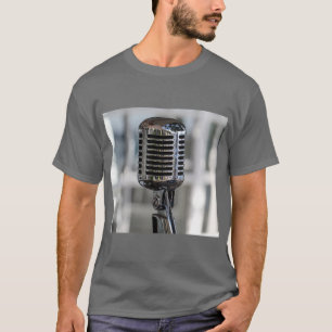 Camiseta Microfone com Estilo de Retro Vintage Muito Legal