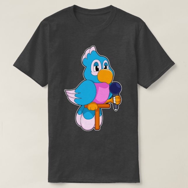 Camiseta Microfone de Cantor de Papagaio 1 (Frente do Design)