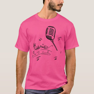 Camiseta Microfone Retro com Design de Notas Musicais amigo