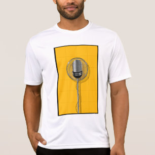 Camiseta Microfone Retro em Amarelo Intenso