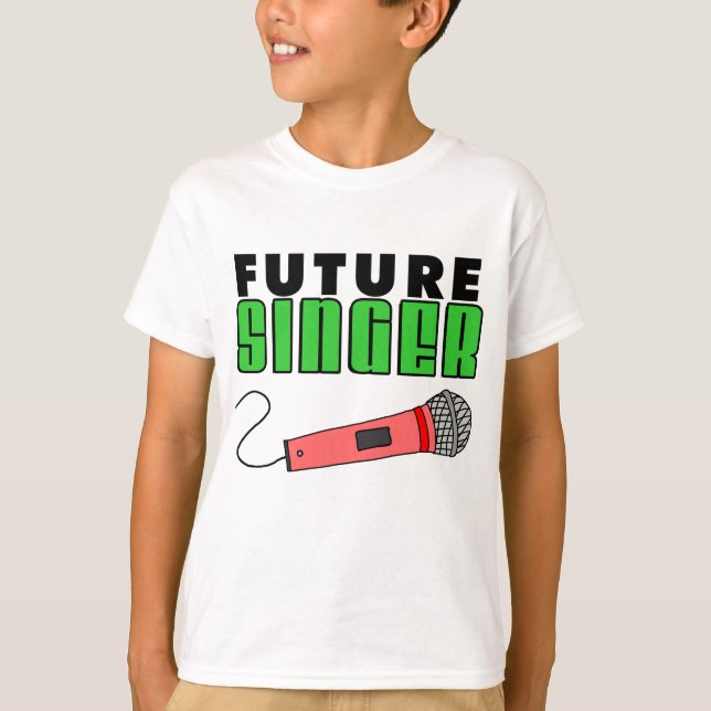 Camiseta Microfone Rosa Futuro para Cantores (Frente)