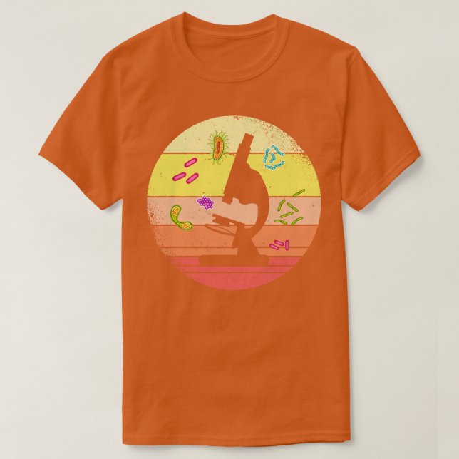 Camiseta Microscópio Microbiológico Retro-Microbiologista (Frente do Design)