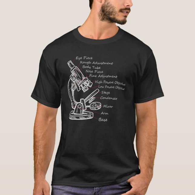 Camiseta Microscópio Para Mulheres Laboratório De Ciência D (Frente)
