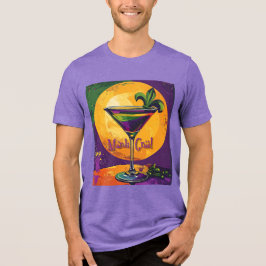 Camiseta Mid Century Mardi Gras Sunset Fleur De Lis Martini
