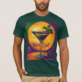 Camiseta Mid Century Mardi Gras Sunset Fleur De Lis Martini