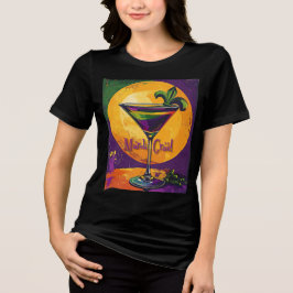 Camiseta Mid Century Mardi Gras Sunset Fleur De Lis Martini