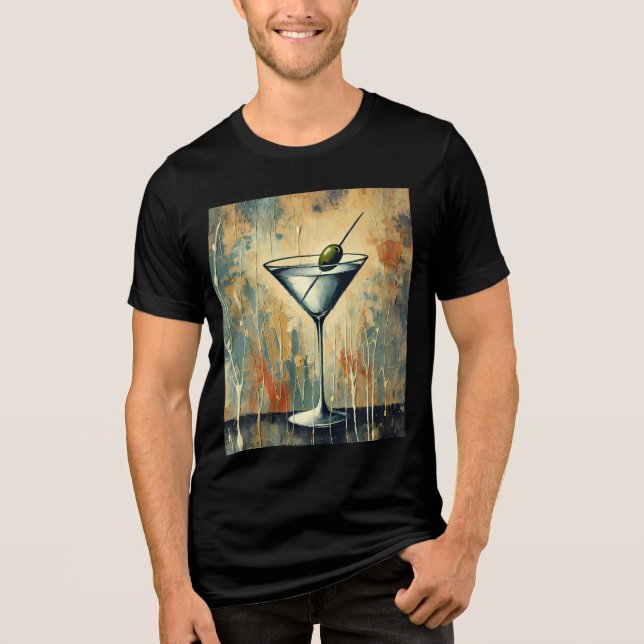 Camiseta Mid Century Mixed Media Martini Art (Frente)