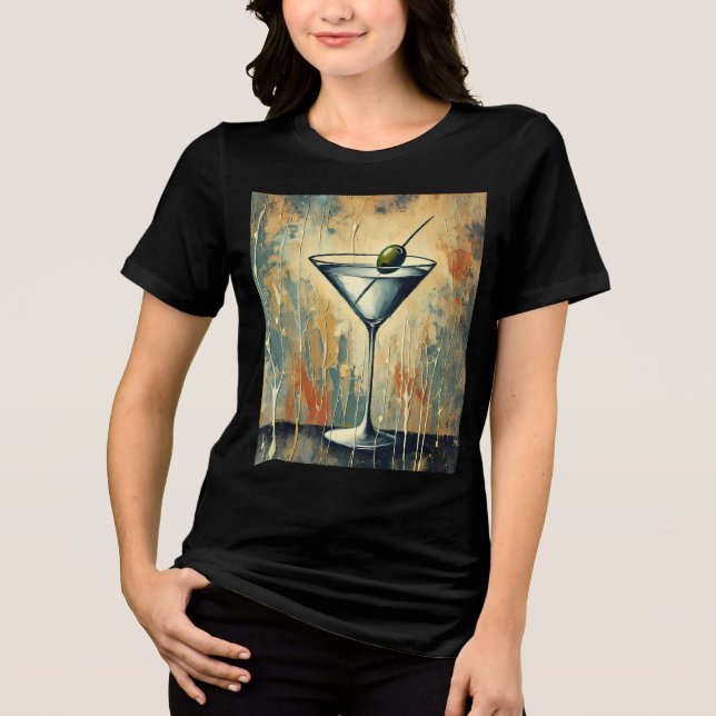 Camiseta Mid Century Mixed Media Martini Art (Frente)