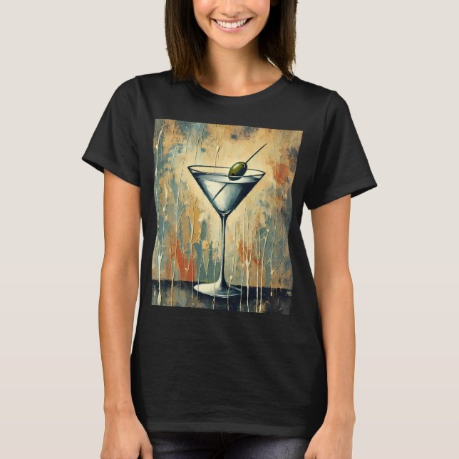 Camiseta Mid Century Mixed Media Martini Art (Frente)