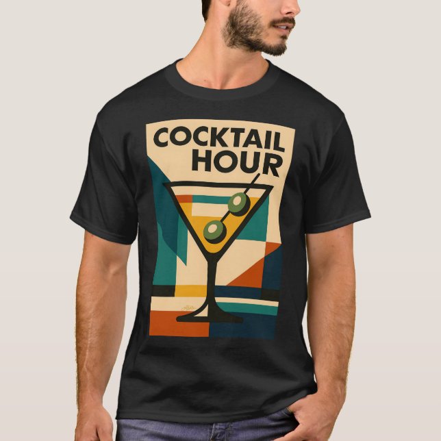 Camiseta Mid Century Modern Bauhaus Cocktail Hour Martini (Frente)