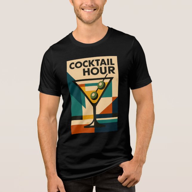 Camiseta Mid Century Modern Bauhaus Cocktail Hour Martini (Frente)