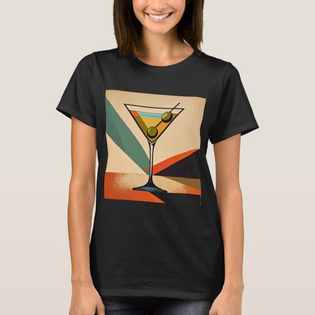 Camiseta Mid Century Modern Color Block Martini Art (Frente)
