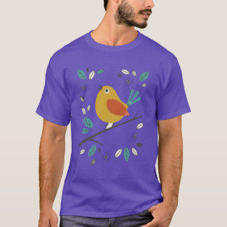 Camiseta Mid-Century Songbird e Folhas