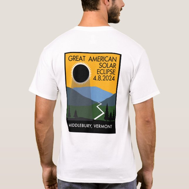 Camiseta Middlebury, Poster de viagens VT Eclipse (Verso)