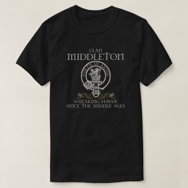 Camiseta Middleton Clan crest apelido escocês tartan Thist (Frente do Design)