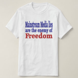 Camiseta Mídia comum Menos texto azul vermelho