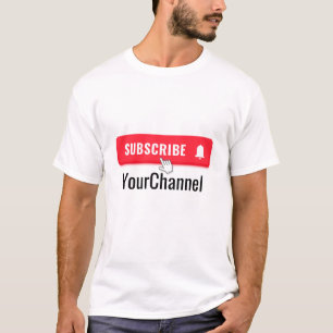 Camiseta Mídia social, como o nome do canal de assinatura