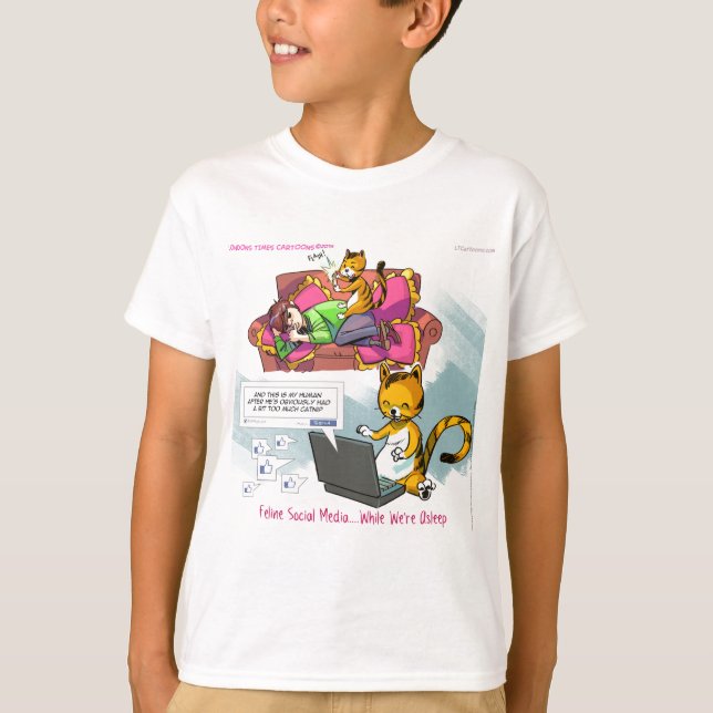 Camiseta Mídia Social Felina Divertida (Frente)