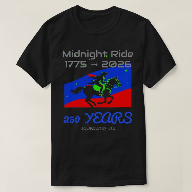 Camiseta Midnight Ride 1775–2026 • 250 Years Tribute (Frente do Design)