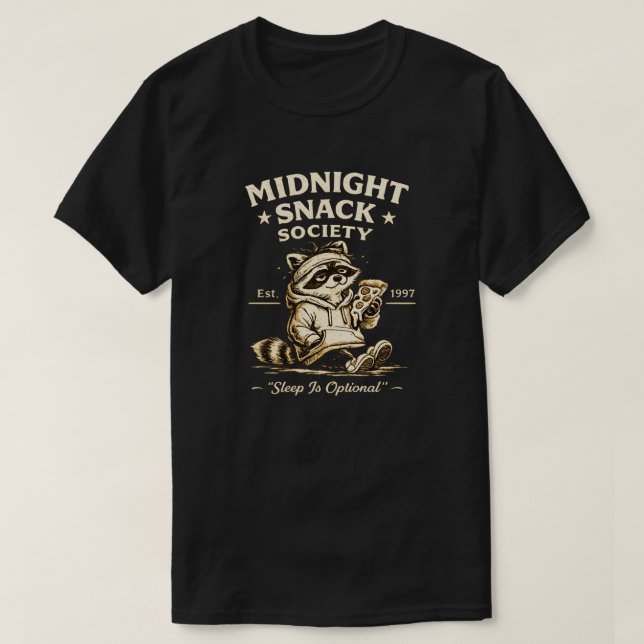 Camiseta Midnight Snack Society Funny Pizza Lover Night Owl (Frente do Design)
