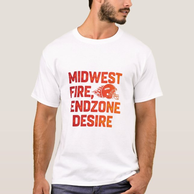 Camiseta Midwest Fire Endzone Desejo Futebol Dia de Jogo (Frente)