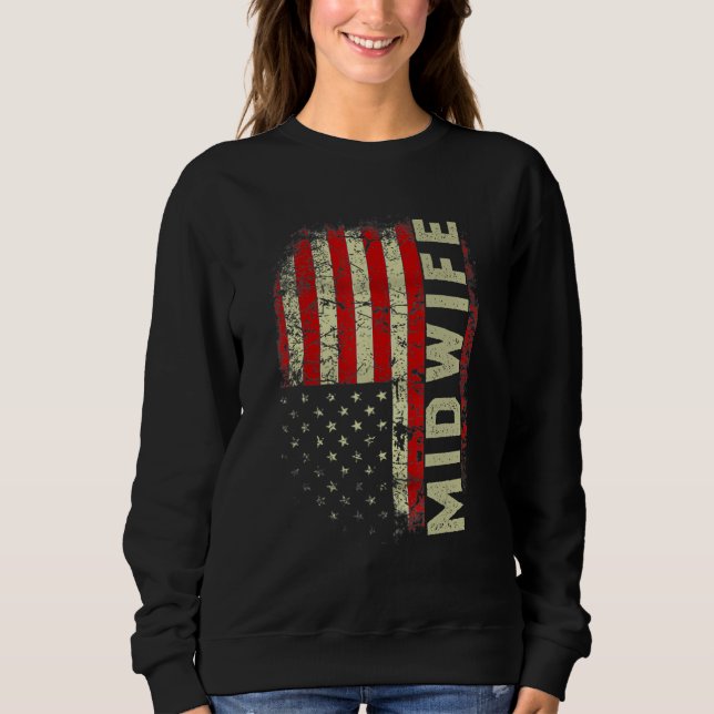 Camiseta Midwife Nurse 4th Of July US Flag Patriotic Nurse  (Frente)