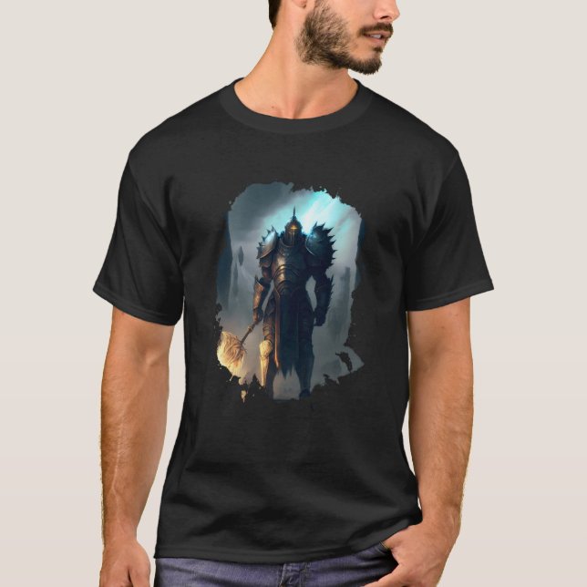 Camiseta Mighty knight in armor with fire sword (Frente)