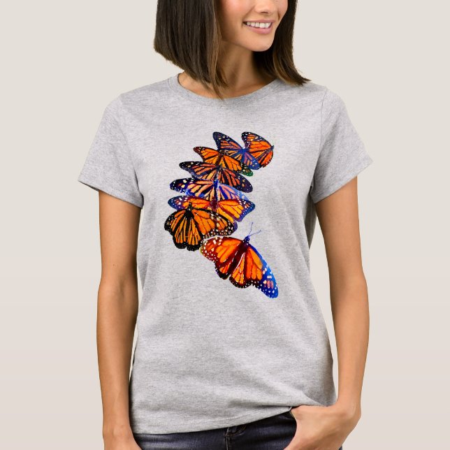 Camiseta Migração de Borboleta Monarca de Aquarela (Frente)