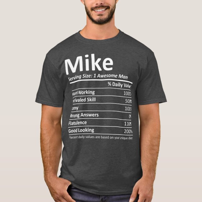 Camiseta MIKE Nutrition Funny Birthday Nome Personalizado (Frente)