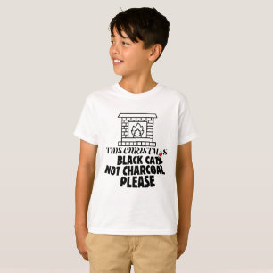 Camiseta Mikitiez divertido gato preto natal carvão sacola 
