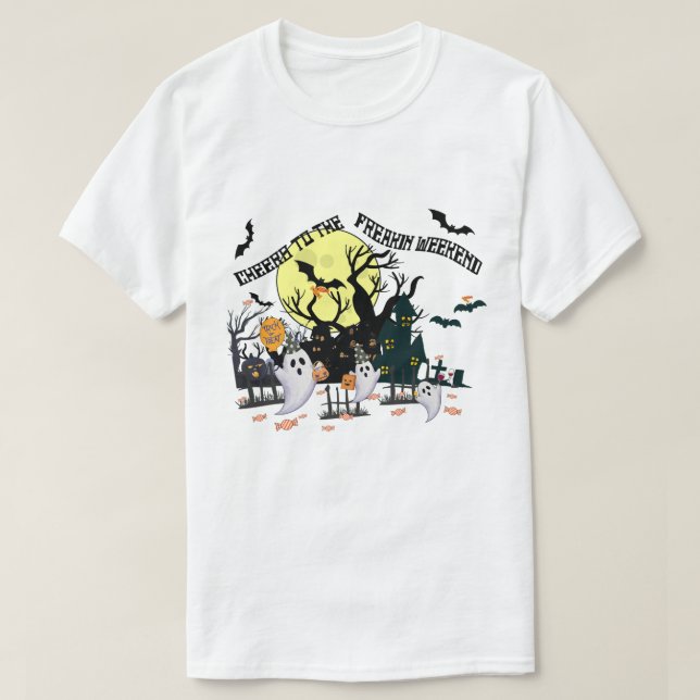 Camiseta Mikitiez saúda fim de semana do Halloween no caste (Frente do Design)