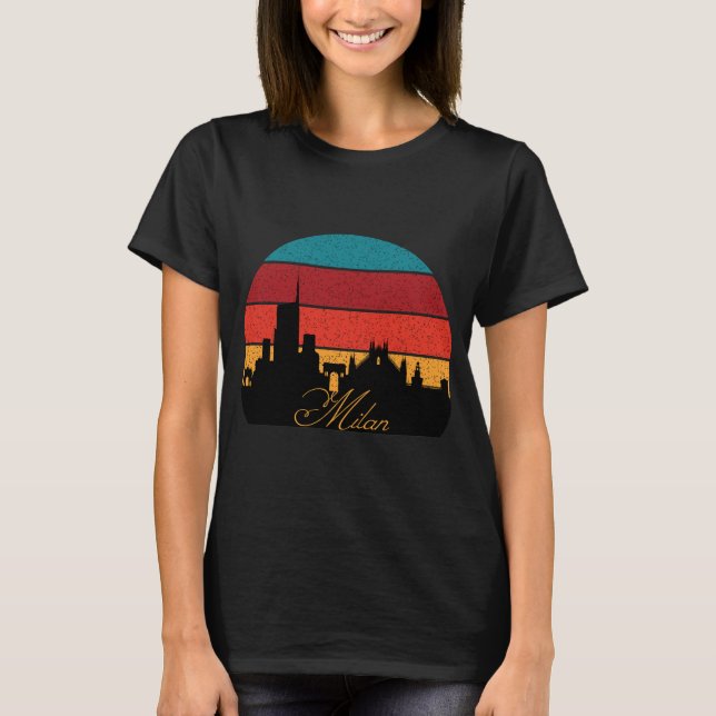Camiseta Milan Duomo Retro Synthwave Viagem (Frente)