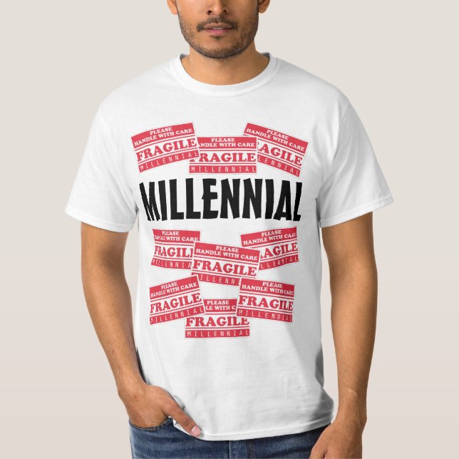 Camiseta Milênio Frágil, Lidar Com Cuidados (Frente)