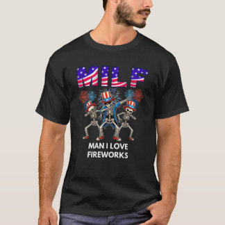 Camiseta MILF Man I Love Fireworks Engraçado 4 de julho Dab