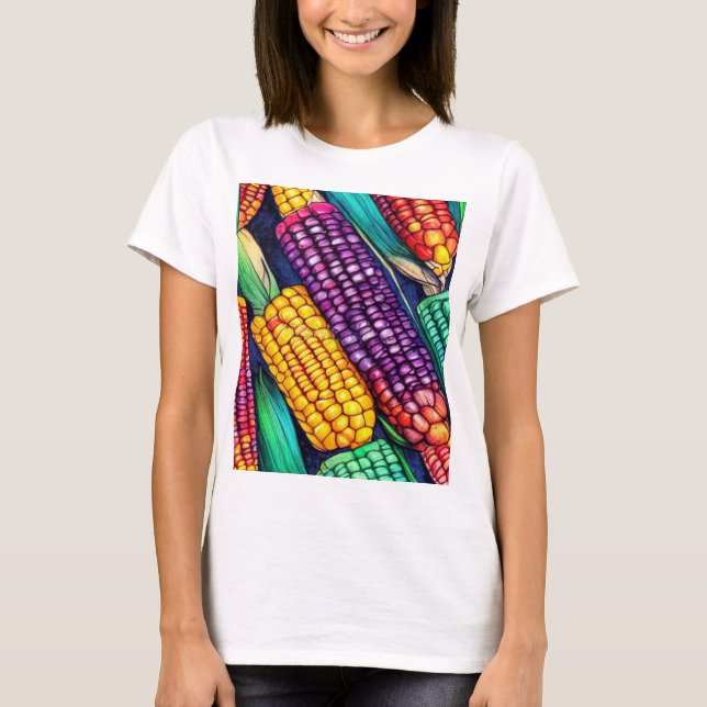 Camiseta Milho Colorido de Outono (Frente)