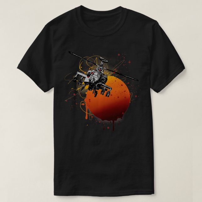 Camiseta Military Aircraft AH64 Apache Helicopter Aviator g (Frente do Design)