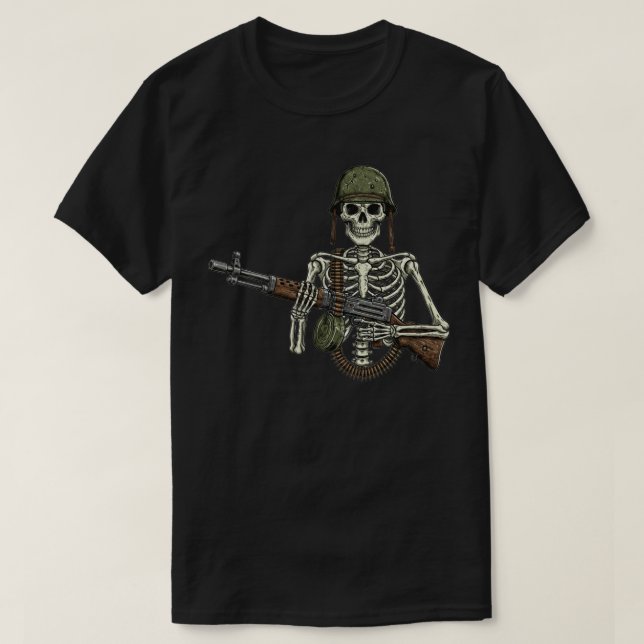 Camiseta Military Skeleton with a Gun (Frente do Design)