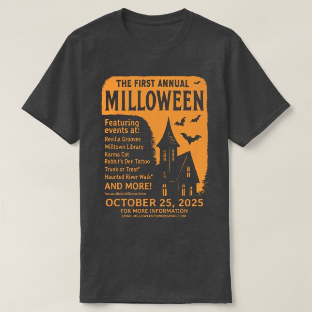 Camiseta Milloween 2025 Tee (Frente do Design)