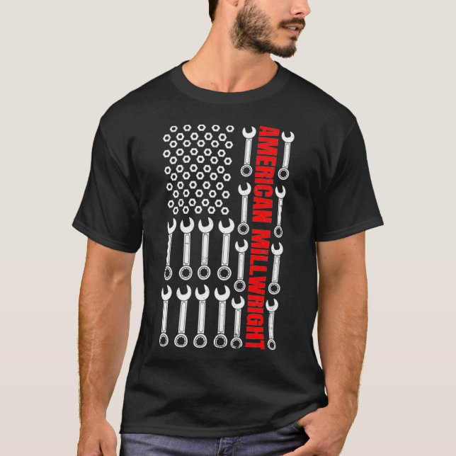 Camiseta Millwright Design Patriotic US American Flag Gift  (Frente)