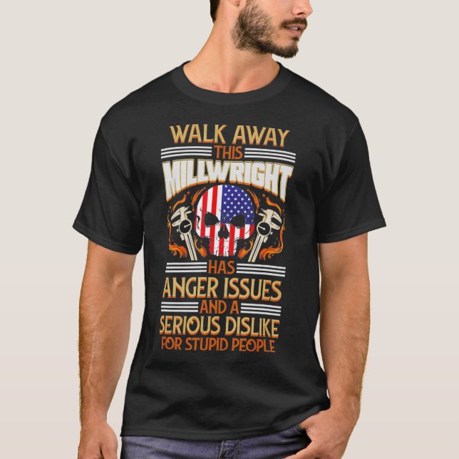Camiseta Millwright USA Skull Anger Issues  (Frente)