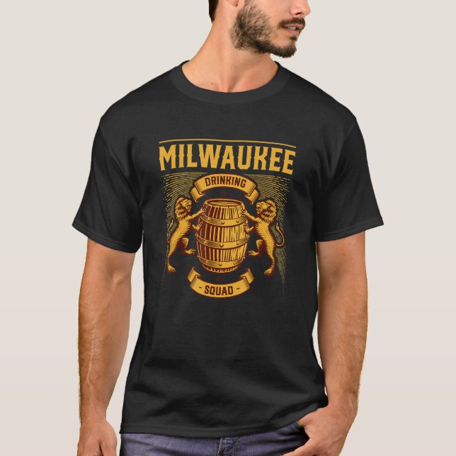 Camiseta Milwaukee Bebendo Squad Wisconsin Homebrewing Wi (Frente)