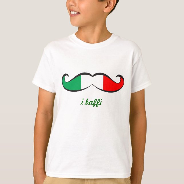 Camiseta Mim bigode italiano da bandeira de Baffi (Frente)