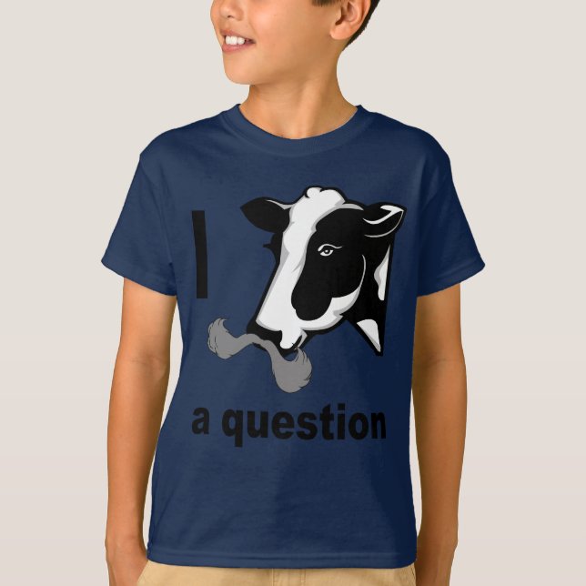 Camiseta Mim bigode você uma pergunta - humor da vaca (Frente)