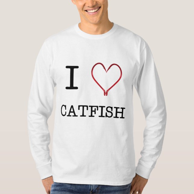 Camiseta Mim Capa longa do peixe-gato [do coração] (Frente)