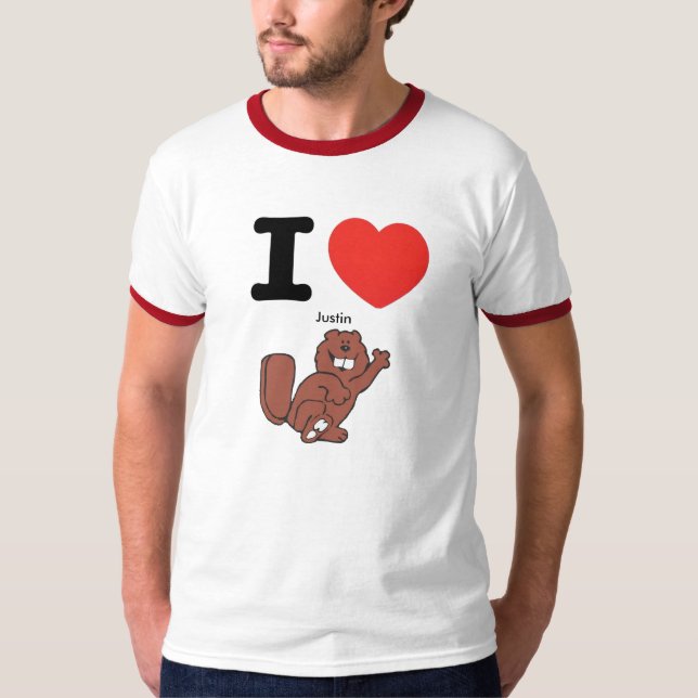 Camiseta Mim castor de Justin do coração (Frente)