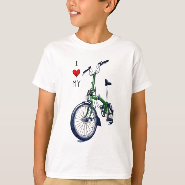 Camiseta Mim coração meu Brompton (verde) (Frente)