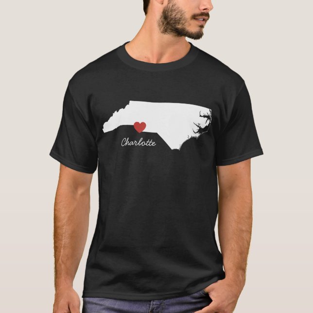 Camiseta Mim coração North Carolina - cidade customizável (Frente)